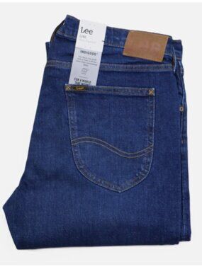 Lee Luke Size W38 L32 Men's Jeans Slim Fit Tapered Dark Indigo Denim Wash New
